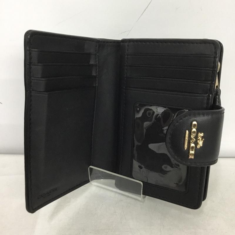 コーチ COACH 財布 二つ折り シグネチャー ロゴ、文字 ベージュ / ベージュ / X 黒 / ブラック /  レディース USED 古着 中古 10147134