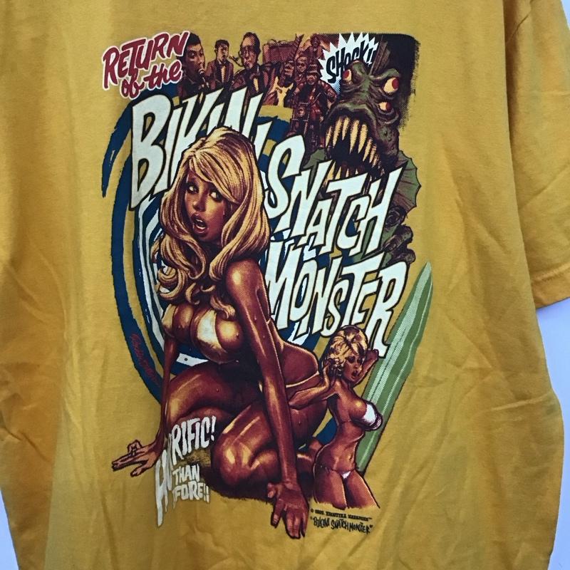 エロスティカ EROSTiKA Tシャツ 半袖 半袖カットソー プリントTシャツ クルーネックカットソー ビキニモンスターの逆襲 XL プリント 黄 / イエロー /  メンズ USED 古着 中古 10134620