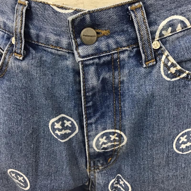 マスノウン MASSNOUN パンツ デニム、ジーンズ デニムパンツ ジーンズ ワイドパンツ カジュアルパンツ S プリント インディゴ / インディゴ /  メンズ USED 古着 中古 10110878