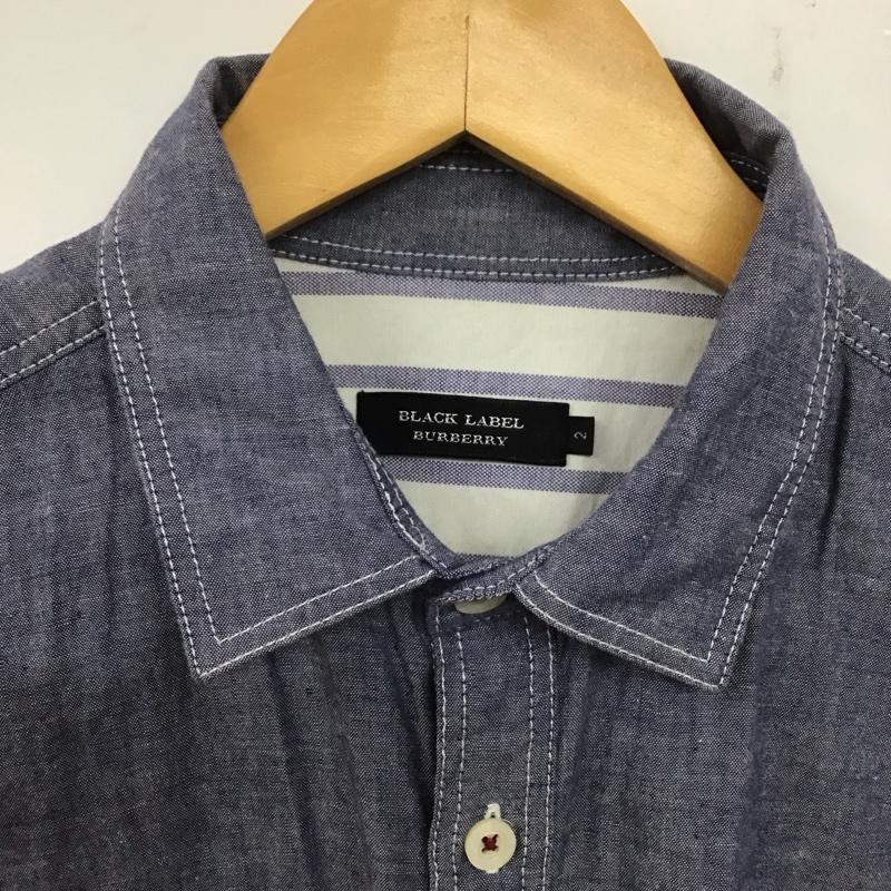 バーバリーブラックレーベル BURBERRY BLACK LABEL シャツ、ブラウス 長袖 D1M15-114-26 2 ワンポイント 青 / ブルー /  メンズ USED 古着 中古 10139606