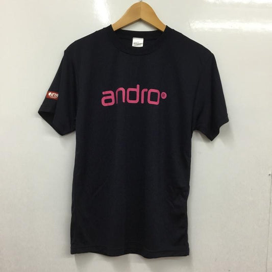 アンドロ andro Tシャツ 半袖 30570312 ナパT 160 キッズ タグ付き 卓球ウェア スポーツウェア 160cm ロゴ、文字 紺 / ネイビー / X 桃 / ピンク /  ガールズ USED 古着 中古 10135659