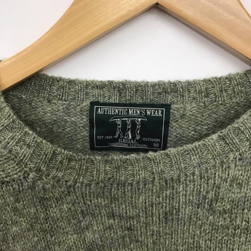 リーガル REGAL ニット、セーター 長袖 長袖ニットカットソー クルーネック セーター M ロゴ、文字 カーキ / カーキ /  メンズ USED 古着 中古 10139813