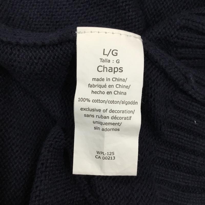 チャップス CHAPS ニット、セーター 長袖 長袖ニットカットソー ニット セーター ジップアップネックニット L ロゴ、文字 紺 / ネイビー /  メンズ USED 古着 中古 10120551