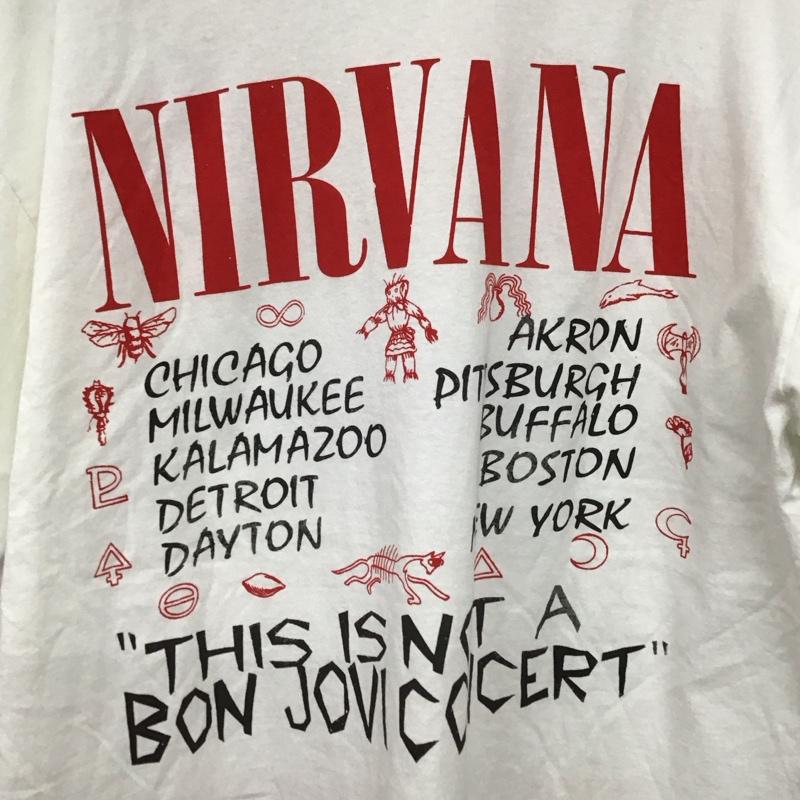 ヘインズ HANES Tシャツ 半袖 半袖カットソー プリントTシャツ クルーネックカットソー バンドTシャツ XL プリント 白 / ホワイト /  メンズ USED 古着 中古 10150407