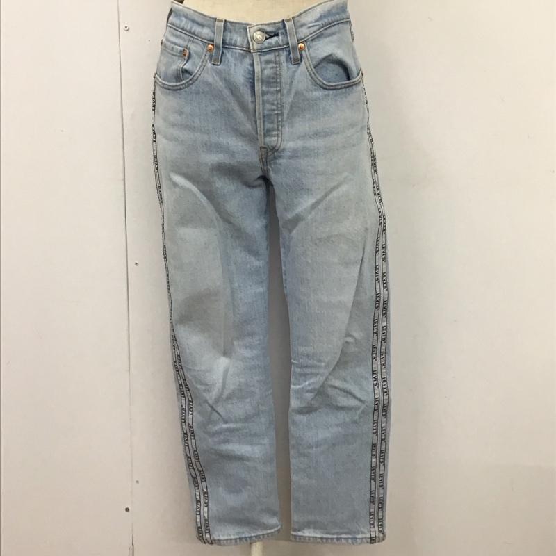 リーバイス Levi s パンツ デニム、ジーンズ 36200-0071 501 CROP DIBS W TAPE W26 L28 26インチ ロゴ、文字 水色 / ライトブルー /  レディース USED 古着 中古 10114580