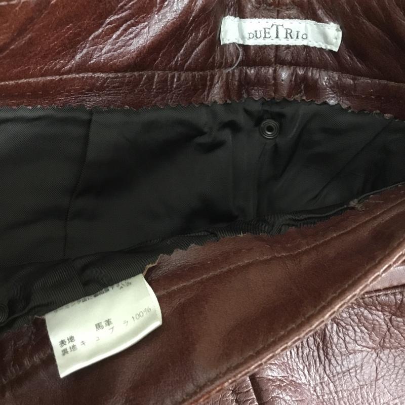 古着 USED パンツ デニム、ジーンズ duetrio 古着 レザーパンツ ワイドパンツ S 無地 茶 / ブラウン /  メンズ USED 古着 中古 10120671