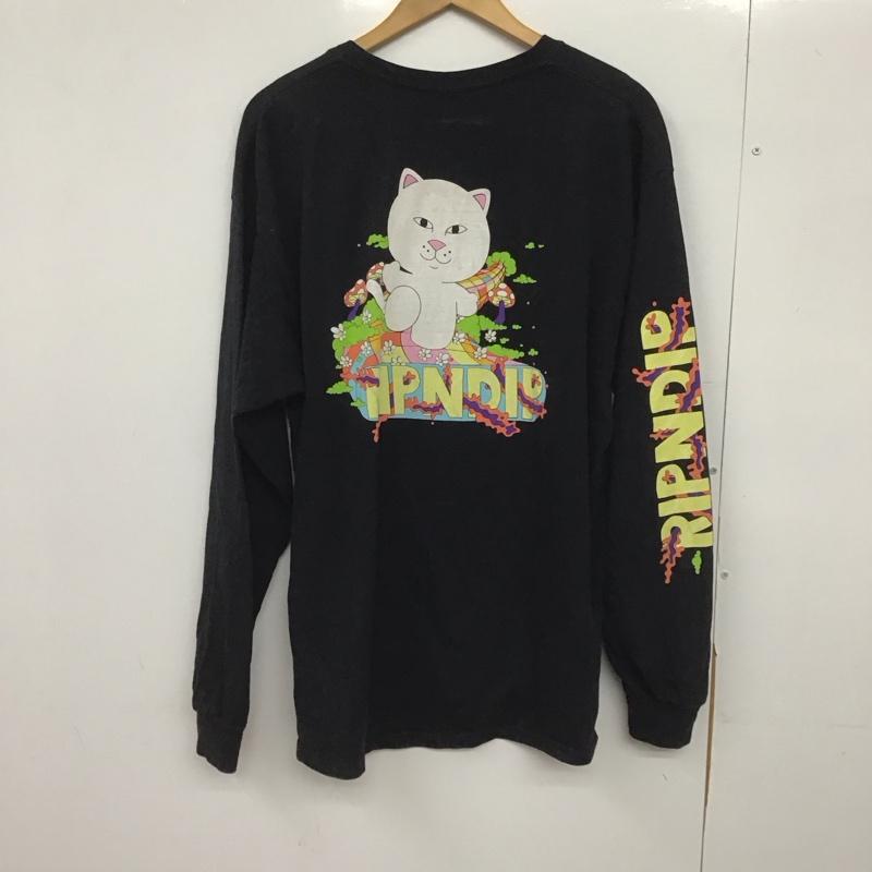 リップンディップ RIPNDIP カットソー 長袖 長袖カットソー プリントカットソー クルーネック XL プリント 黒 / ブラック /  メンズ USED 古着 中古 10148086