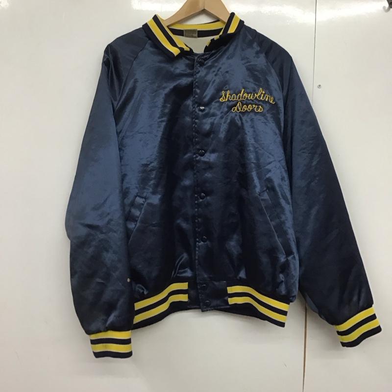 古着 USED ジャケット、上着 ジャケット、ブレザー スカジャン 前ボタンジャケット アウター ナイロンジャケット XL ロゴ、文字 紺 / ネイビー /  メンズ USED 古着 中古 10142617