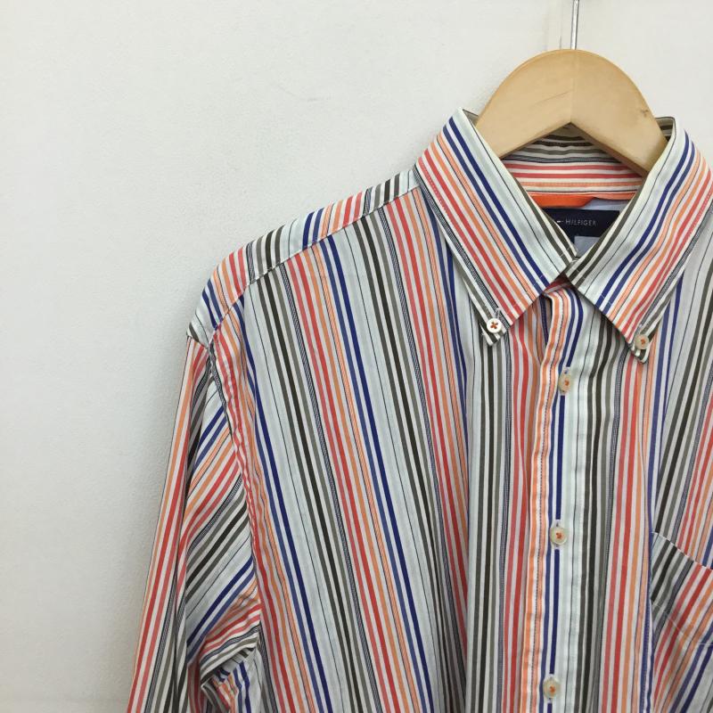 トミーヒルフィガー TOMMY HILFIGER シャツ、ブラウス 長袖 TOMMY HILFIGER 長袖シャツ M ストライプ 白 / ホワイト / X 青 / ブルー / X 赤 / レッド / X 橙 / オレンジ / X 薄緑 / ライトグリーン /  メンズ USED 古着 中古 10129217