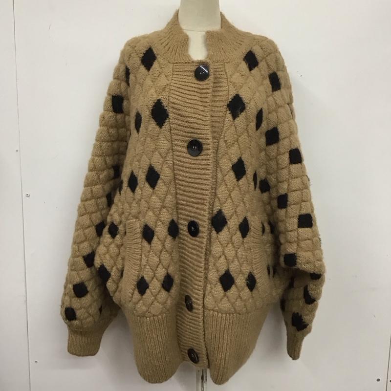 ザラ ZARA カーディガン 長袖 5802 112 704 ニットジャケット ミドル丈 L  ベージュ / ベージュ / X 黒 / ブラック /  レディース USED 古着 中古 10124988