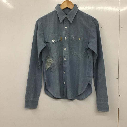 ラルフローレン RALPHLAUREN シャツ、ブラウス 長袖 BLRLHM2434 デニムシャツ 9 ダメージ加工 水色 / ライトブルー /  レディース USED 古着 中古 10138884