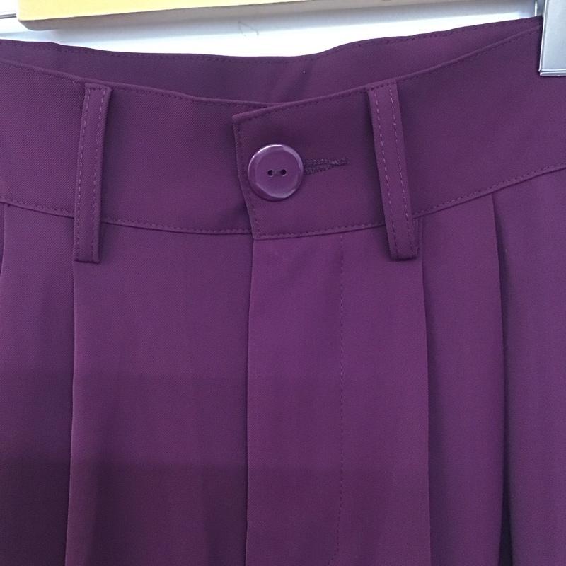 ミームセレクト me+em select パンツ スラックス スラックスパンツ スリムパンツ ストレッチパンツ センタータックパンツ XS 無地 紫 / パープル /  レディース USED 古着 中古 10142689