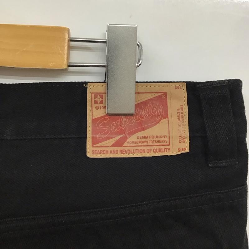 サブサエティ Subciety パンツ デニム、ジーンズ デニムパンツ ストレートパンツ ワイドパンツ カジュアルパンツ L プリント 黒 / ブラック /  メンズ USED 古着 中古 10116640