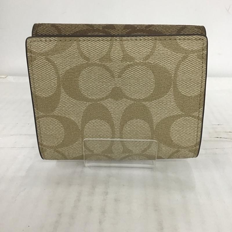 コーチ COACH 財布 二つ折り シグネチャー ロゴ、文字 ベージュ / ベージュ /  レディース USED 古着 中古 10111522