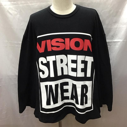ヴィジョン ストリート ウェア VISION STREET WEAR カットソー 長袖 1305721 アンリアレイジ コラボ ZOOMUPLONGT-SHIRT ロンT プリントTシャツ M ロゴ、文字 黒 / ブラック /  メンズ USED 古着 中古 10111815