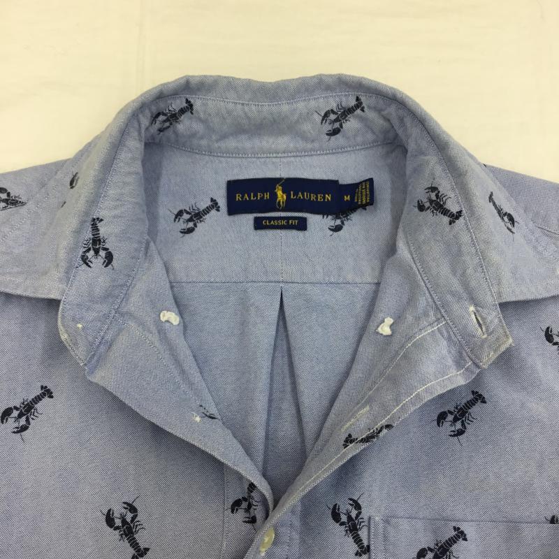 ラルフローレン RALPHLAUREN ポロシャツ 半袖 M 総柄 青 / ブルー / X 水色 / ライトブルー / X 紺 / ネイビー /  メンズ USED 古着 中古 10130864