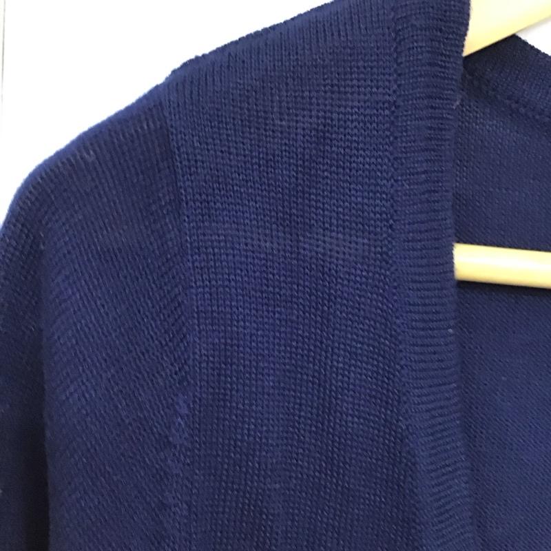 セシルマクビー CECIL McBEE カーディガン 長袖 長袖ニットロングカーディガン リブニットカーディガン 前ボタン M 無地 紺 / ネイビー /  レディース USED 古着 中古 10117913