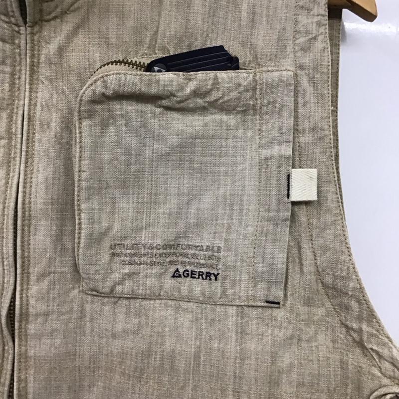 ジェリー GERRY ベスト ベスト ジップアップベスト ノースリーブカットソー スタンドネック M ロゴ、文字 ベージュ / ベージュ /  メンズ USED 古着 中古 10142584