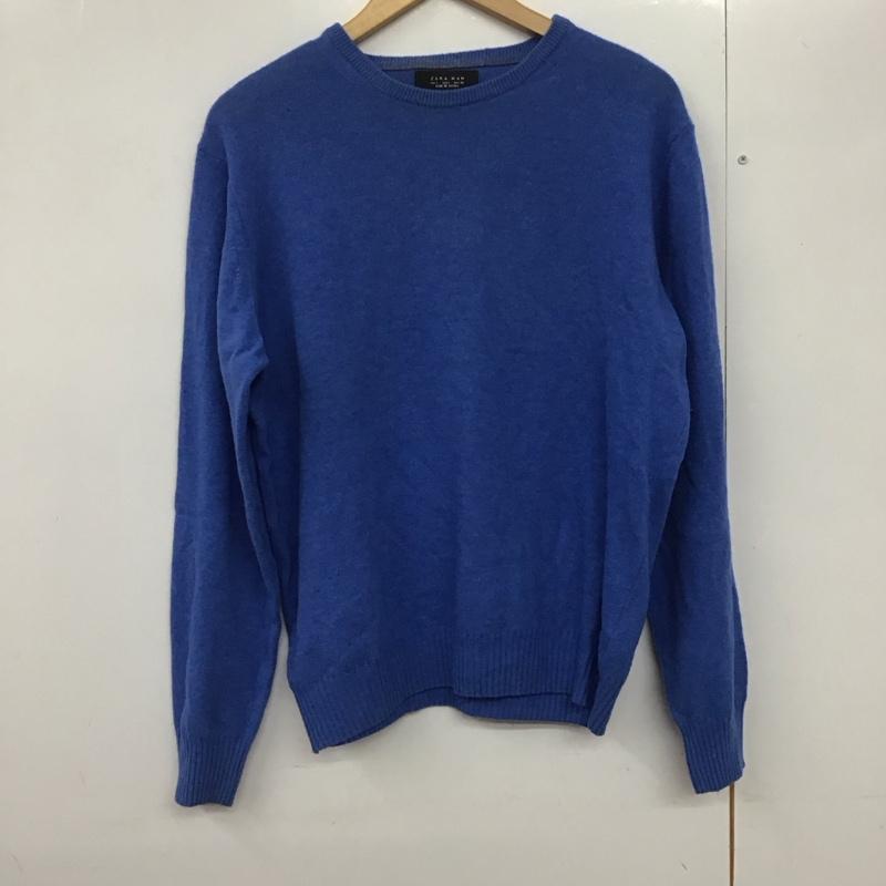 ザラメン ZARA MAN ニット、セーター 長袖 長袖ニットカットソー クルーネック セーター L 無地 青 / ブルー /  メンズ USED 古着 中古 10143175