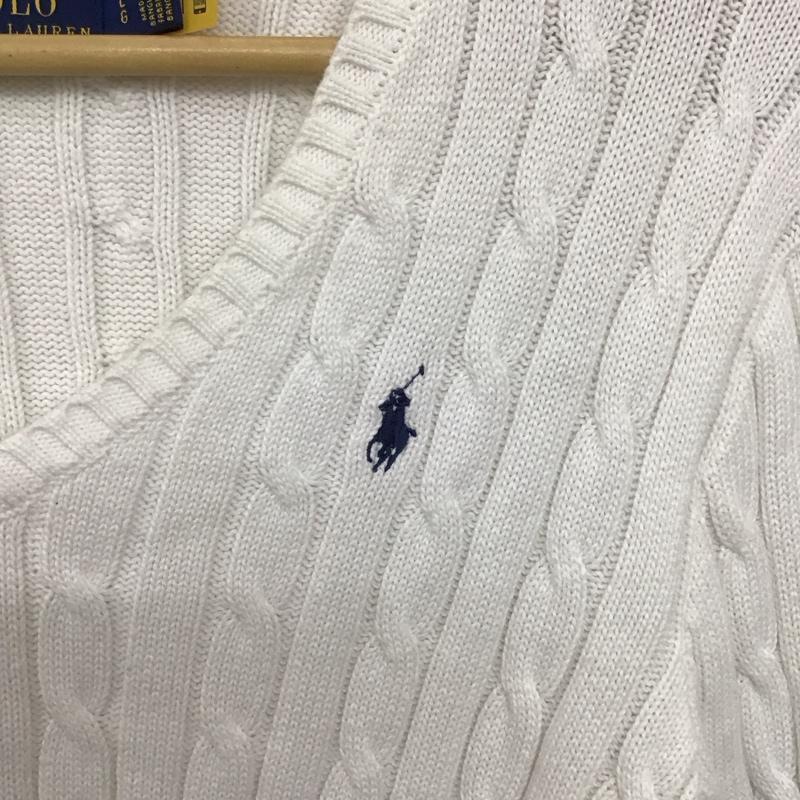 ポロラルフローレン POLO RALPH LAUREN ニット、セーター 長袖 L 無地 白 / ホワイト /  レディース USED 古着 中古 10150485