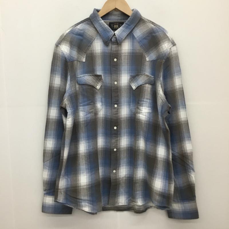 ダブルアールエル RRL シャツ、ブラウス 長袖 XL チェック 青 / ブルー /  メンズ USED 古着 中古 10127282