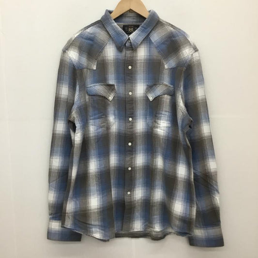 ダブルアールエル RRL シャツ、ブラウス 長袖 XL チェック 青 / ブルー /  メンズ USED 古着 中古 10127282