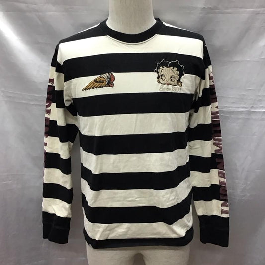 インディアン INDIAN カットソー 長袖 長袖カットソー クルーネックカットソー bettyboop M ロゴ、文字 白 / ホワイト / X 黒 / ブラック /  メンズ USED 古着 中古 10118432