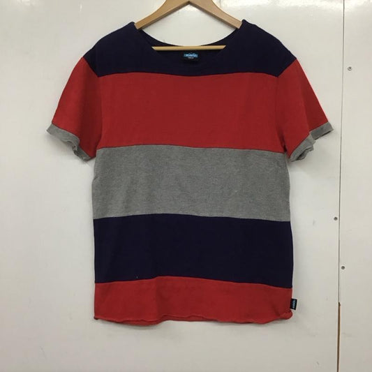 カブー KAVU Tシャツ 半袖 半袖カットソー プリントTシャツ ボーダー M ボーダー柄 灰 / グレー / X 赤 / レッド / X 紫 / パープル /  メンズ USED 古着 中古 10138901