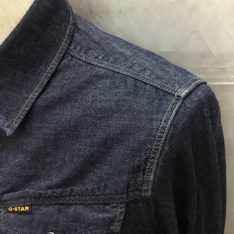 ジースターロゥ G-STAR RAW シャツ、ブラウス 長袖 83602C デニムシャツ M ロゴ、文字 インディゴ / インディゴ /  メンズ USED 古着 中古 10109253