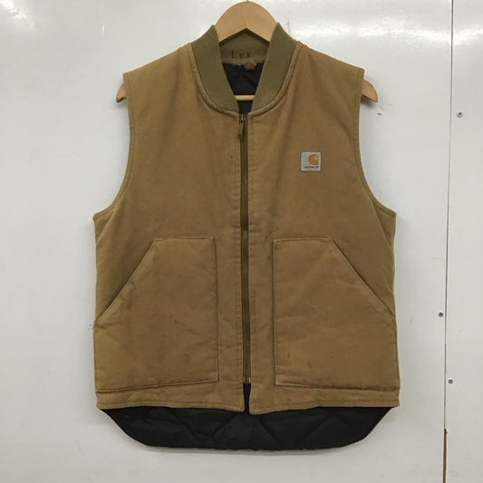 カーハート Carhartt ベスト ベスト ジップアップベスト ノースリーブカットソー アウター 80s 90s M ロゴ、文字 ベージュ / ベージュ /  メンズ USED 古着 中古 10138727