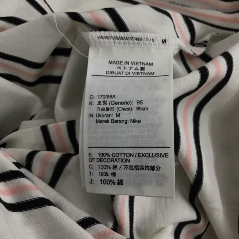 ナイキ NIKE Tシャツ 半袖 半袖カットソー プリントTシャツ クルーネックカットソー M ボーダー柄 白 / ホワイト /  メンズ USED 古着 中古 10148736