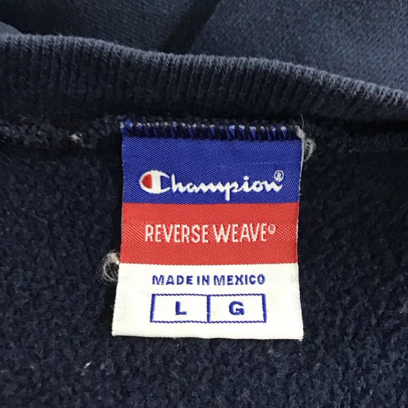 チャンピオン Champion トレーナー 長袖 長袖トレーナー スウェット クルーネック リブスウェットカットソー L 無地 紺 / ネイビー /  メンズ USED 古着 中古 10123961