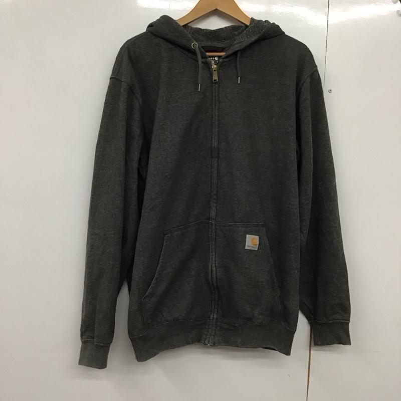 カーハート Carhartt パーカー 長袖 長袖ジップアップパーカー スウェットパーカー M ロゴ、文字 黒 / ブラック /  メンズ USED 古着 中古 10141804
