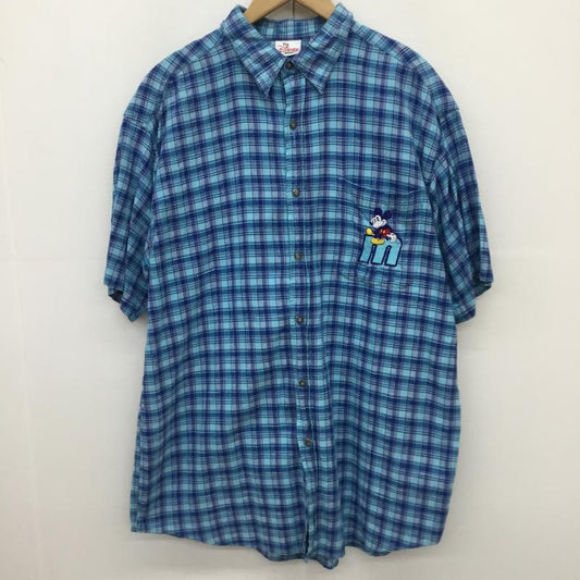 ユーズドクロージング used clothes シャツ、ブラウス 半袖 ディズニー　Disney L チェック X キャラクター 青 / ブルー /  メンズ USED 古着 中古 10129012