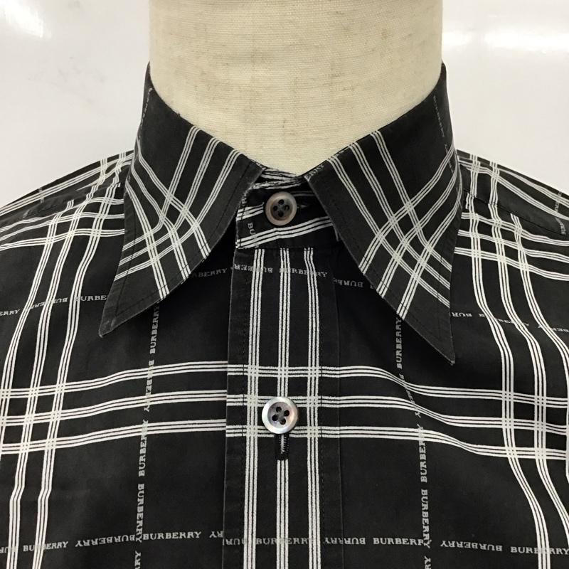 バーバリーロンドン Burberry London シャツ、ブラウス 長袖 M チェック 黒 / ブラック / X 白 / ホワイト /  メンズ USED 古着 中古 10114341