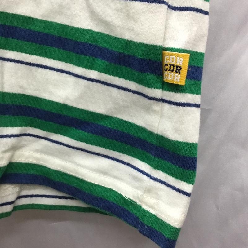 モノマート MONO-MART Tシャツ 半袖 sc485 マルチボーダー L ロゴ、文字 白 / ホワイト / X 緑 / グリーン / X 紺 / ネイビー /  メンズ USED 古着 中古 10117789