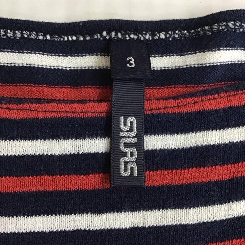 サイラス SILAS カットソー 長袖 10114301 胸ポケット 3 ボーダー柄 白 / ホワイト / X 赤 / レッド / X 紺 / ネイビー /  メンズ USED 古着 中古 10116825