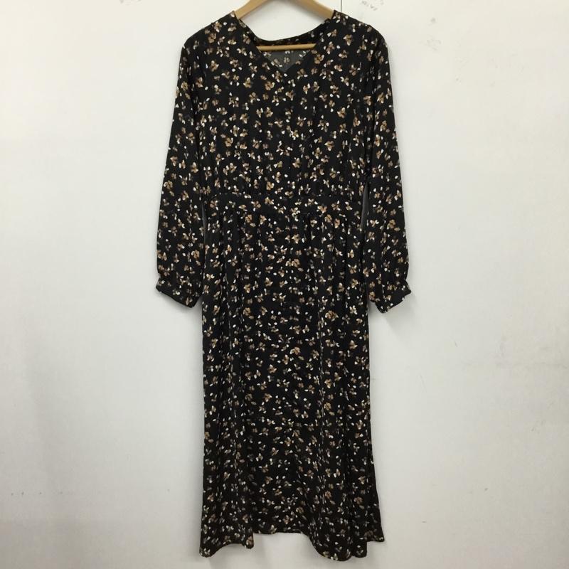 グローバルワーク GLOBAL WORK ワンピース ロングスカート M 総柄 黒 / ブラック /  レディース USED 古着 中古 10121998