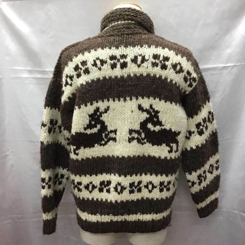 古着 USED ジャケット、上着 ジャケット、ブレザー ジップアップニットジャケット カラーニットジャケット アウター 古着 プリント 白 / ホワイト / X 茶 / ブラウン /  メンズ USED 古着 中古 10108804