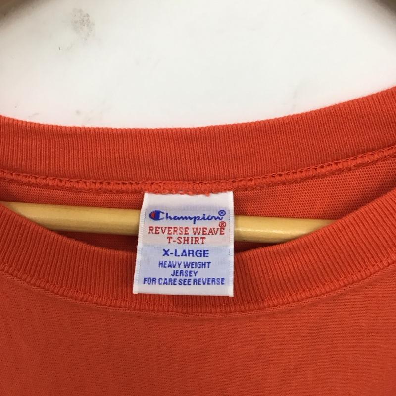 チャンピオン Champion カットソー 長袖 c3-t411 リバースウィーブRロングスリーブTシャツ 長袖カットソー クルーネック XL ロゴ、文字 橙 / オレンジ /  メンズ USED 古着 中古 10130069