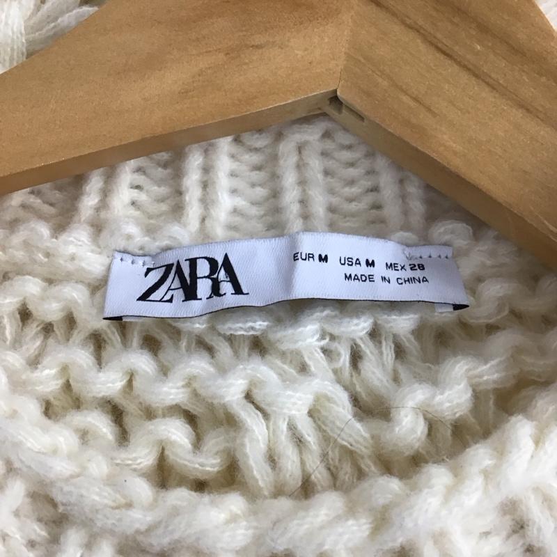 ザラ ZARA ニット、セーター 長袖 M 無地 白 / ホワイト /  レディース USED 古着 中古 10130335