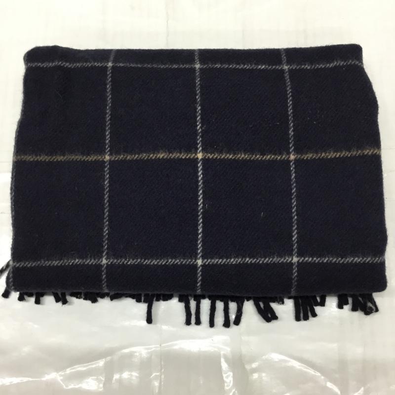 バーバリーロンドン Burberry London マフラー マフラー FGC 500 2530 ウール チェック フリンジ ワンポイント 紺 / ネイビー /  メンズ USED 古着 中古 10119930