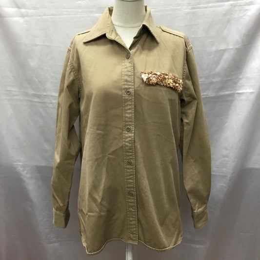 ユナイテッドアローズ UNITED ARROWS シャツ、ブラウス 長袖 1511-199-0275 スパンコール 無地 茶 / ブラウン /  レディース USED 古着 中古 10118482