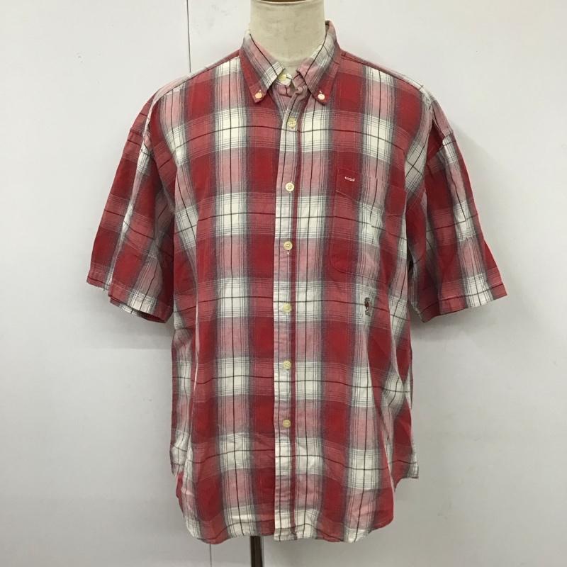 トミーヒルフィガー TOMMY HILFIGER シャツ、ブラウス 半袖 コットン ボタンダウン チェック L ワンポイント 白 / ホワイト / X 赤 / レッド / X 黒 / ブラック /  メンズ USED 古着 中古 10119637