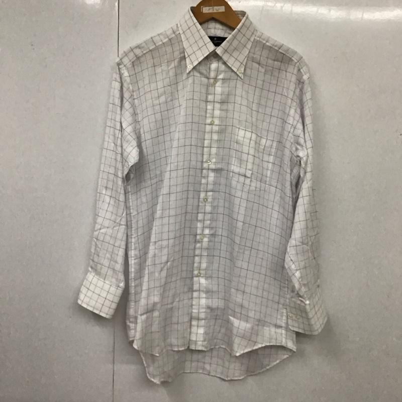 ジェフバンクス JEFFBANKS シャツ、ブラウス 長袖 ボタンダウン ワイシャツ チェック 白 / ホワイト / X 紫 / パープル /  メンズ USED 古着 中古 10117747