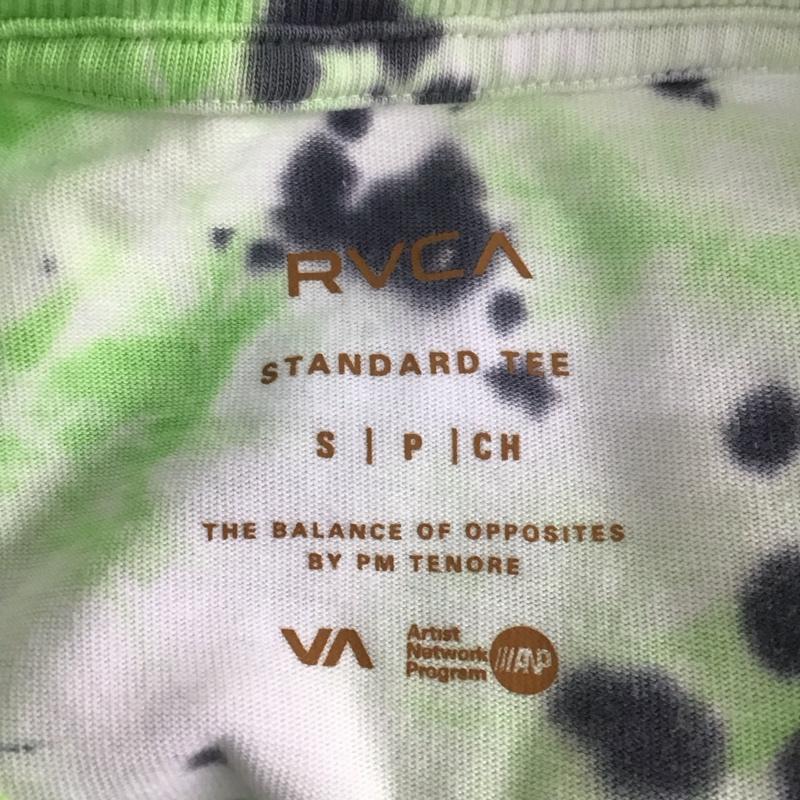 ルーカ RVCA Tシャツ 半袖 BB043-200 タイダイ スリーブロゴ S 総柄 白 / ホワイト / X 薄緑 / ライトグリーン / X 黒 / ブラック /  メンズ USED 古着 中古 10111563