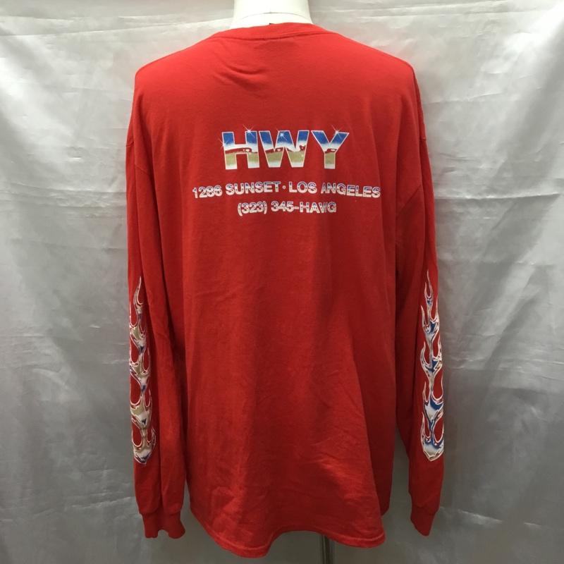 ハイウェイ HWY Tシャツ 長袖 CHROME LS TSHIRT スリーブプリント XL ロゴ、文字 赤 / レッド /  メンズ USED 古着 中古 10118950
