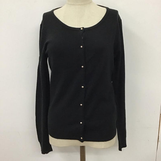 セシルマクビー CECIL McBEE カーディガン 長袖 長袖カーディガン 長袖カットソー ノーカラージャケット 前開カーディガン M 無地 黒 / ブラック /  レディース USED 古着 中古 10117875