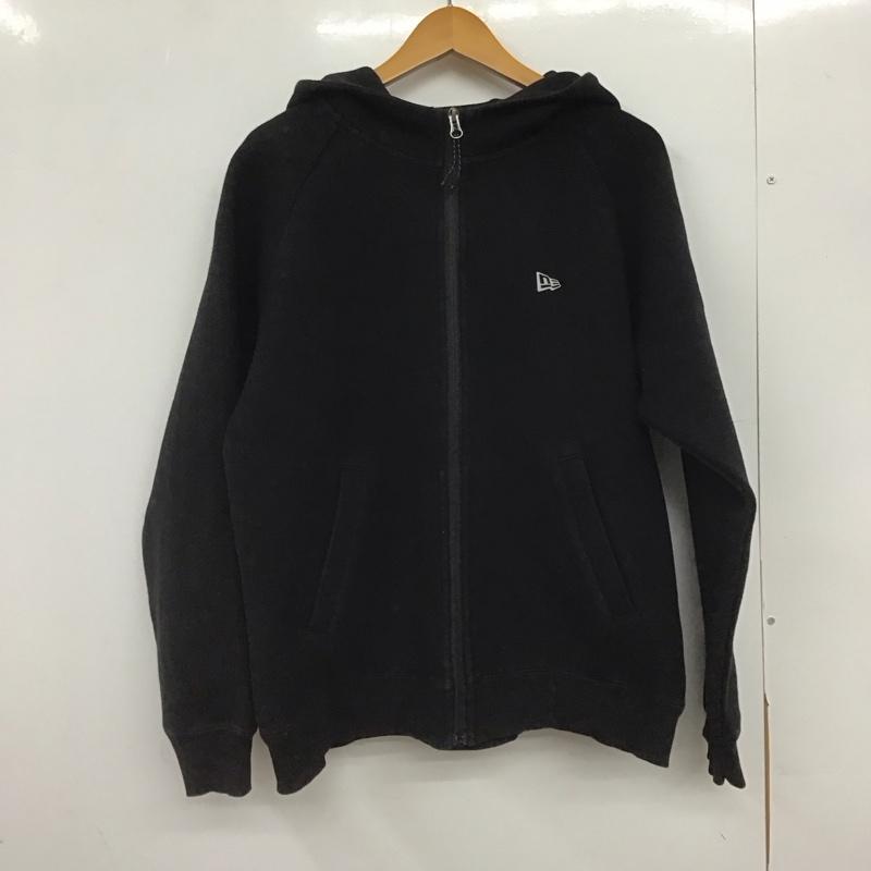ニューエラ NEW ERA パーカー 長袖 ジップアップパーカー 長袖パーカー カジュアルジャケット L ロゴ、文字 黒 / ブラック /  メンズ USED 古着 中古 10148003