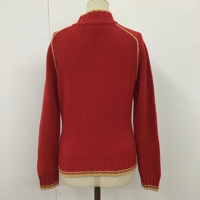 バーバリーロンドン Burberry London ニット、セーター 長袖 長袖ジップアップニット アウター セーターニットジャケット スタンドカラー M ロゴ、文字 赤 / レッド /  メンズ USED 古着 中古 10122411